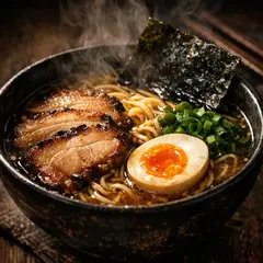 GPT Image 1.5 — A steaming bowl of ramen with chashu pork, soft-bo