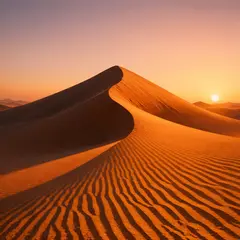 GPT Image 1.5 — A desert sand dune at sunset with long shadows, Sa