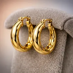 GPT Image 1.5 — A pair of gold hoop earrings on a velvet jewelry d