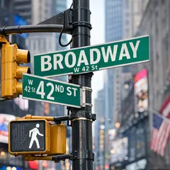 GPT Image 1.5 — A street sign at the intersection of BROADWAY and 