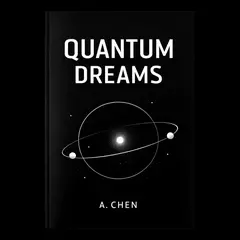 GPT Image 1.5 — A book cover with the title QUANTUM DREAMS by A. C