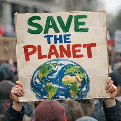 GPT Image 1.5 — A protest sign held up in a crowd reading SAVE THE