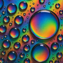GPT Image 1 — A macro photograph of oil droplets on water, iride
