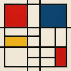 GPT Image 1 — A geometric abstract composition with red, blue, a