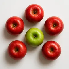 GPT Image 1 — Five red apples arranged in a circle on a white ta