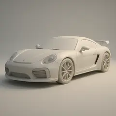 GPT Image 1 — A clay render of a sports car, white material, stu