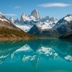 GPT Image 1 — A turquoise glacial lake surrounded by snow-capped