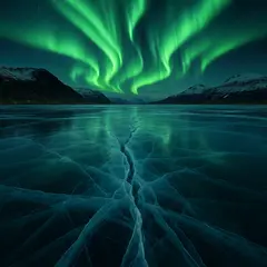 GPT Image 1 — A frozen lake with cracks in the ice, Northern Lig