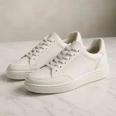 GPT Image 1 — A pair of white leather sneakers on a marble count