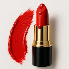 GPT Image 1 — A tube of red lipstick standing upright, melting s