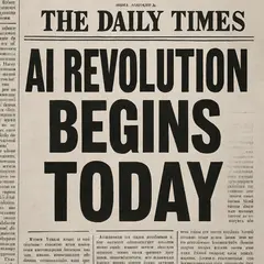 GPT Image 1 — A newspaper headline reading AI REVOLUTION BEGINS 