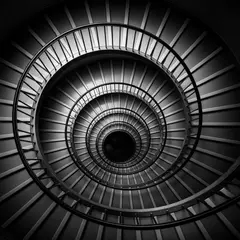 Grok Imagine — A spiral staircase viewed from directly above, geo
