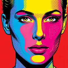 Grok Imagine — A portrait in the style of pop art, bold primary c