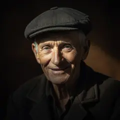 Grok Imagine — An elderly man with a weathered face and kind smil