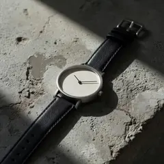 Grok Imagine — A minimalist wristwatch with a black leather strap