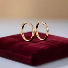 Grok Imagine — A pair of gold hoop earrings on a velvet jewelry d