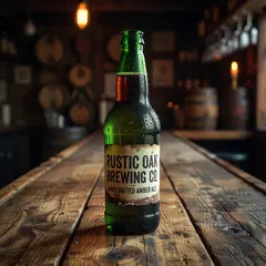 Grok Imagine — A green glass bottle of craft beer with condensati