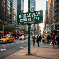 Grok Imagine — A street sign at the intersection of BROADWAY and 