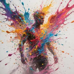 Hunyuan Image 3.0 — An explosion of colorful paint splashes forming a 