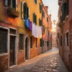 Hunyuan Image 3.0 — A narrow cobblestone alley in Venice with colorful