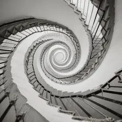 Hunyuan Image 3.0 — A spiral staircase viewed from directly above, geo