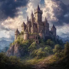 Hunyuan Image 3.0 — A medieval castle on a hilltop, fantasy art style,