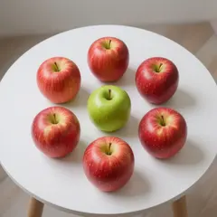 Hunyuan Image 3.0 — Five red apples arranged in a circle on a white ta