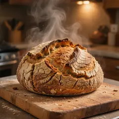 Hunyuan Image 3.0 — A rustic sourdough bread loaf, freshly baked with 