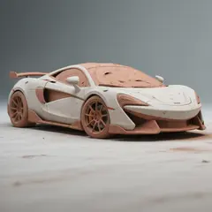 Hunyuan Image 3.0 — A clay render of a sports car, white material, stu