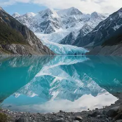 Hunyuan Image 3.0 — A turquoise glacial lake surrounded by snow-capped