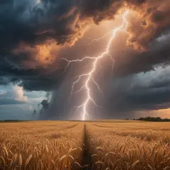 Hunyuan Image 3.0 — A vast wheat field under a dramatic thunderstorm s