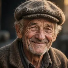 Hunyuan Image 3.0 — An elderly man with a weathered face and kind smil