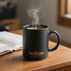 Hunyuan Image 3.0 — A matte black coffee mug with steam rising, placed