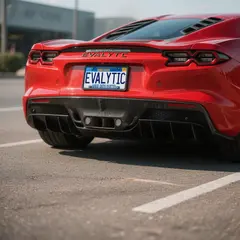 Hunyuan Image 3.0 — A license plate reading EVALYTIC on the back of a 