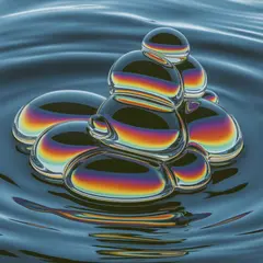 Ideogram V3 Turbo — A macro photograph of oil droplets on water, iride
