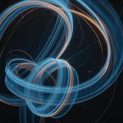 Ideogram V3 Turbo — Intertwining ribbons of light in blue and gold aga