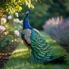 Ideogram V3 Turbo — A peacock displaying its full tail feathers, vibra