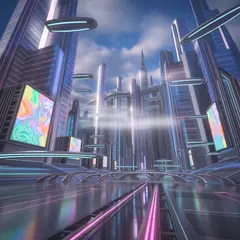 Ideogram V3 Turbo — A futuristic city skyline with flying vehicles, sl