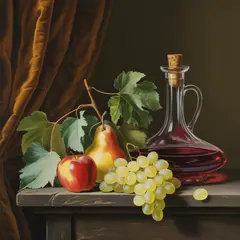 Ideogram V3 Turbo — A still life of fruit and wine on a table, Dutch G