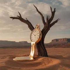 Ideogram V3 Turbo — A surreal melting clock draped over a barren tree 