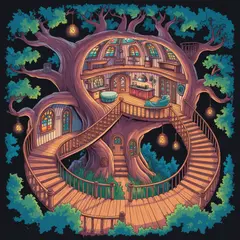 Ideogram V3 Turbo — A detailed cross-section of a fantasy treehouse sh