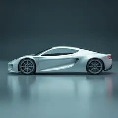 Ideogram V3 Turbo — A clay render of a sports car, white material, stu