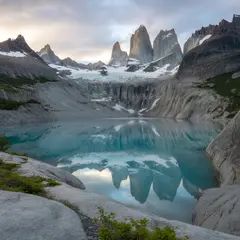 Ideogram V3 Turbo — A turquoise glacial lake surrounded by snow-capped