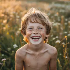 Ideogram V3 Turbo — A freckled boy with bright blue eyes and messy hai