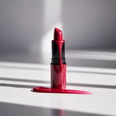 Ideogram V3 Turbo — A tube of red lipstick standing upright, melting s