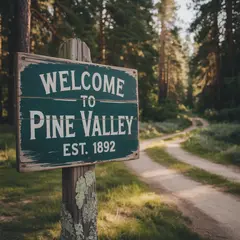 Ideogram V3 Turbo — A weathered wooden sign reading WELCOME TO PINE VA
