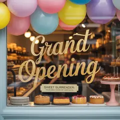 Ideogram V3 Turbo — A storefront window with GRAND OPENING painted in 