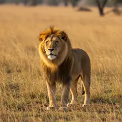 Imagen 3 — A majestic lion with a full mane, golden savanna b