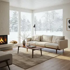 Imagen 3 — A cozy Scandinavian living room with a fireplace, 
