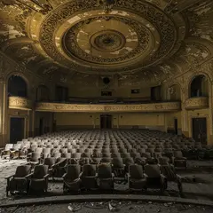 Imagen 3 — An abandoned Art Deco theater with peeling gold pa